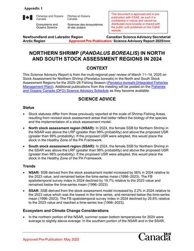 CSAS Stock Assessment for Northern Shrimp in SFA 4, EAZ and WAZ for the 2025-2026 Fishing Season_ENG