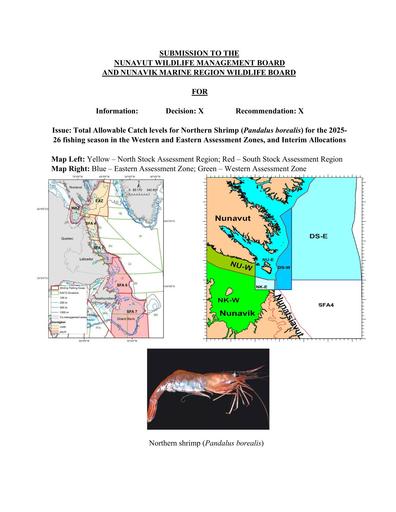 DFO Submission_2025-2026 TAC BN for Northern Shrimp in the EAZ and WAZ_ENG
