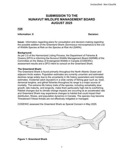 TAB_13_DFO_BN_Greenland Shark_SARA_Listing_ENG