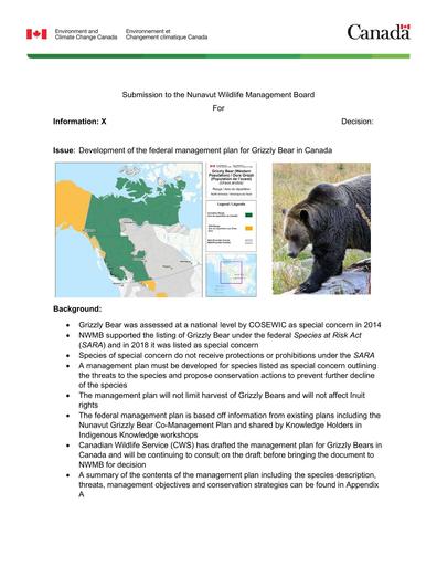 TAB6A_ECCC BN_Grizzly bear management plan_ENG