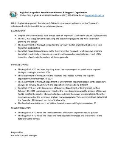 TAB4D_KAA HTO_Written Response to GN_Dolphin and Union Caribou Herd_ENG