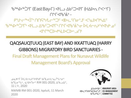 TAB_11D Irniurviit Presentation Summary of MBS Management Plans for NWMB ENG INUK