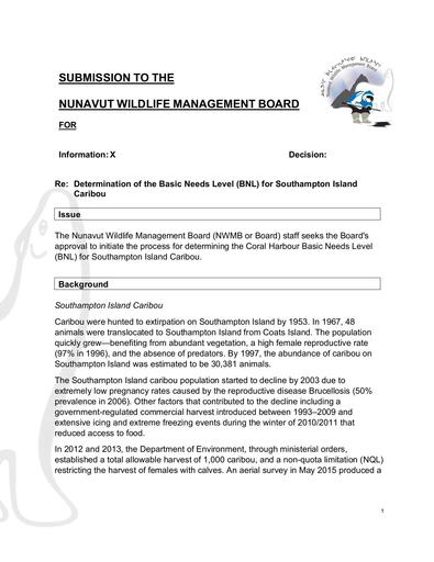 TAB_10_NWMB RM BN_Determination of the BNL for Southampton Island Caribou_ENG