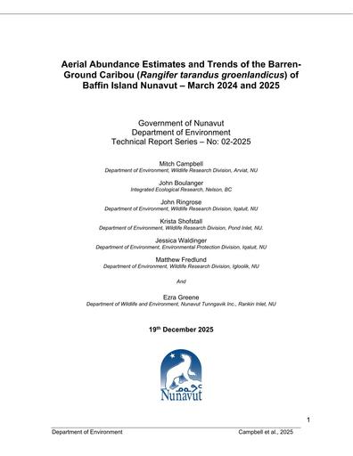 TAB2B_GN-ENV_Abundance Survey Report_Baffin Island Caribou_ENG