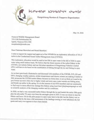 TAB4_Pangnirtung HTO_CSTMA Exploratory Turbot Quota_ENG_only