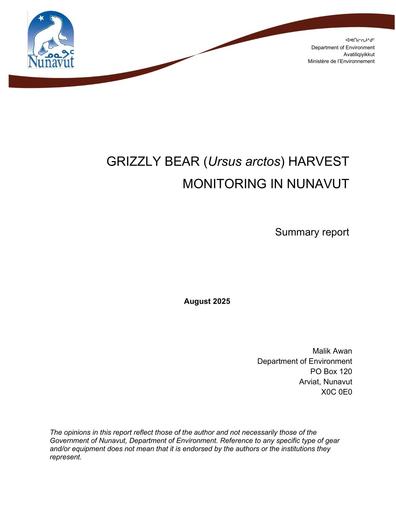 TAB6B_Grizzly bear harvest monitoring report_Aug 2025_ENG
